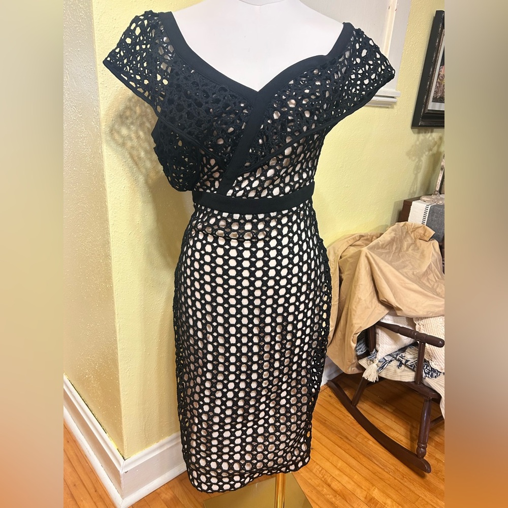 Elegant Black Overlay Dress